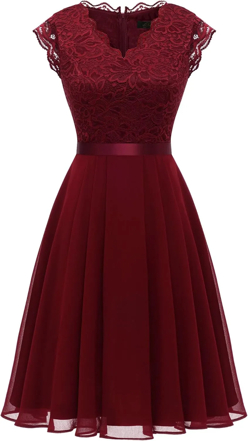 Dressystar Women's V Neck Sleeveless Lace Bridesmaid Dress Wedding Party Gown