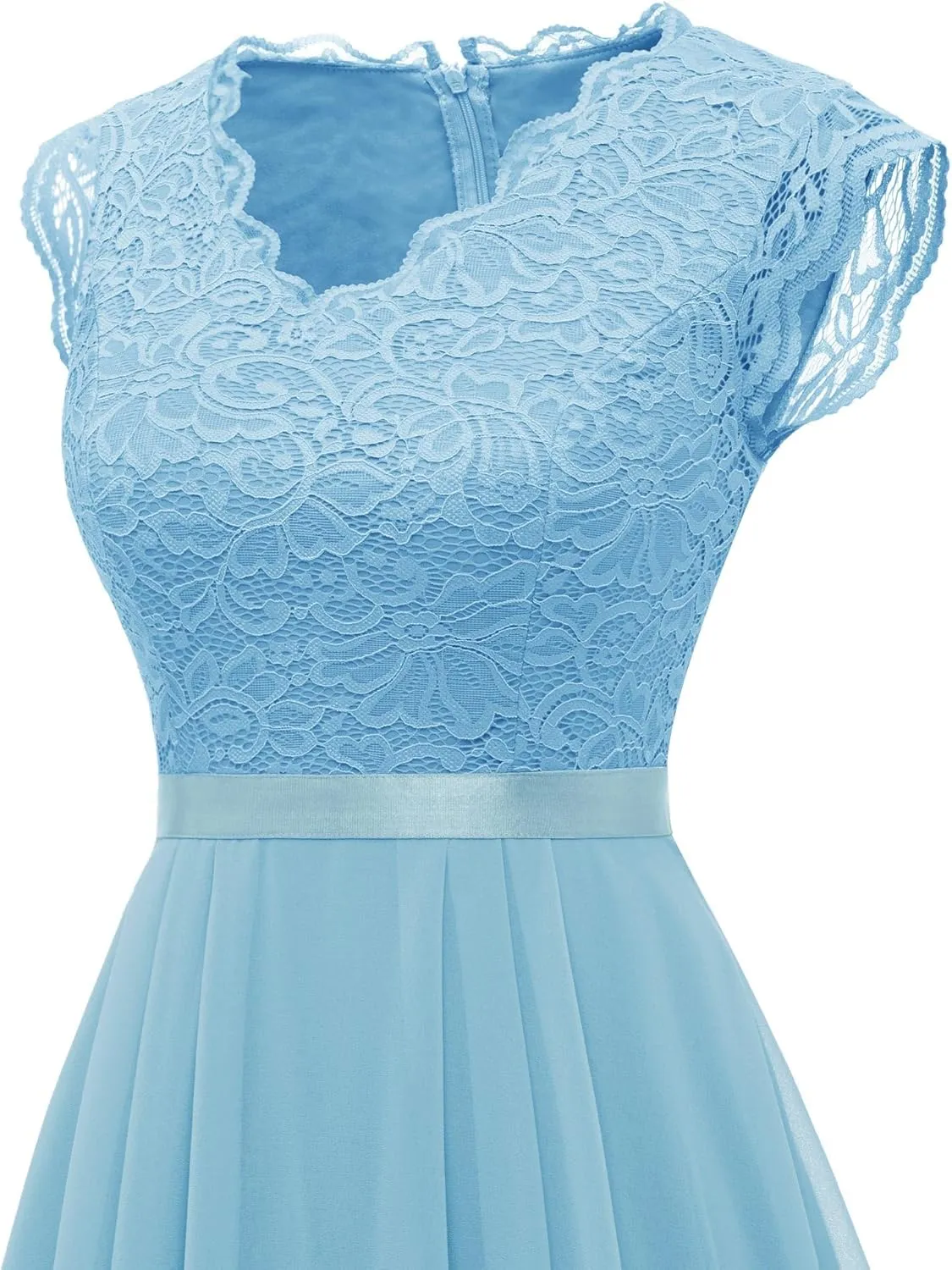 Dressystar Women's V Neck Sleeveless Lace Bridesmaid Dress Wedding Party Gown