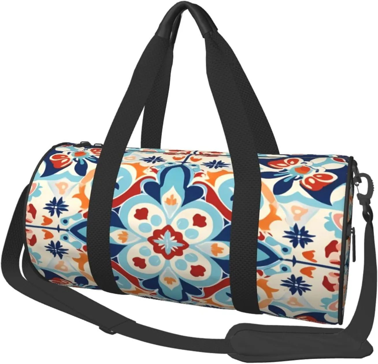 Duffel Bag for Gym Travel Storage Luggage Bag Damask Ceramic Tile Mandala Sport Duffle Bag With Zipper Weekender Bag