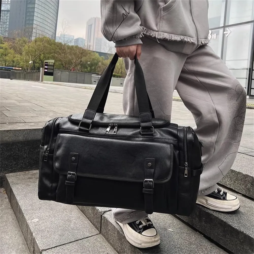 Duffle Bag Men's Business Travel Storage Handbag Shoulder Crossbody Bag for Travel, Workout(Black)