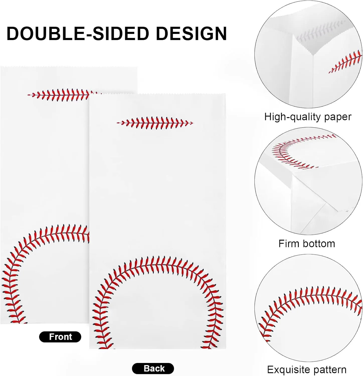durony 24 Pack Baseball Gift Bags Paper Treat Bag Baseball Print Goodie Bags with Stickers for Sports Theme Party Decorations, Game Celebration Supplies