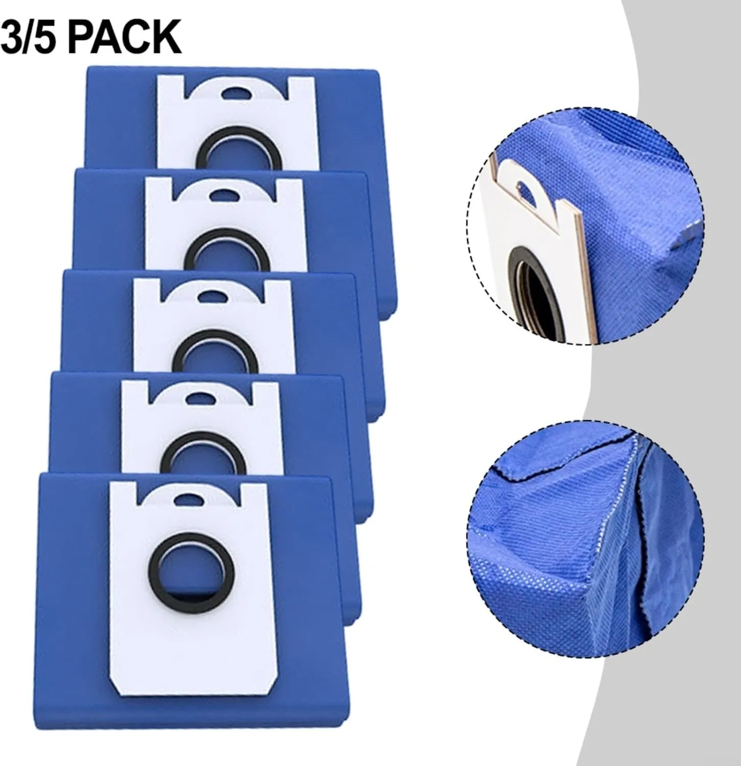 Dust Bags For BObsweep For Ultra-Vision Robot Vacuum Cleaner, 4.6L Large Capacity Vacuum Cleaner Dust Bags, Disposable Dust Bag Replacement(5 Pack)