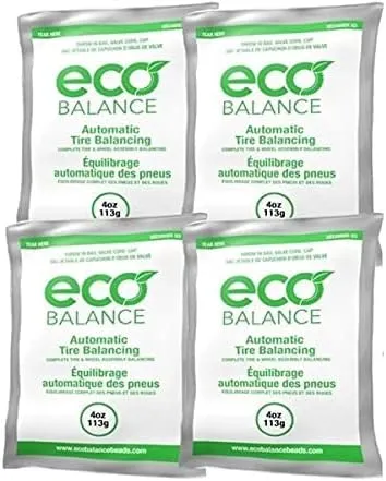 ECO Balance 04-EB4 Centrifugal Force Tire/Wheel Balancing Beads - Off-Road Vehicles, Light Duty Truck Tires, (4) 4oz Balance Bead Bags, (4) Valve Caps and Cores