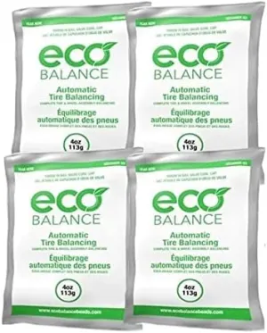 ECO Balance 04-EB4 Centrifugal Force Tire/Wheel Balancing Beads - Off-Road Vehicles, Light Duty Truck Tires, (4) 4oz Balance Bead Bags, (4) Valve Caps and Cores
