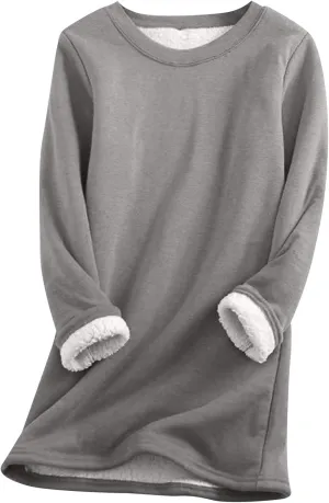 EFOFEI Womens Winter Soft Sherpa Fleece Lined Pullover Crewneck Solid Color Sweatshirt