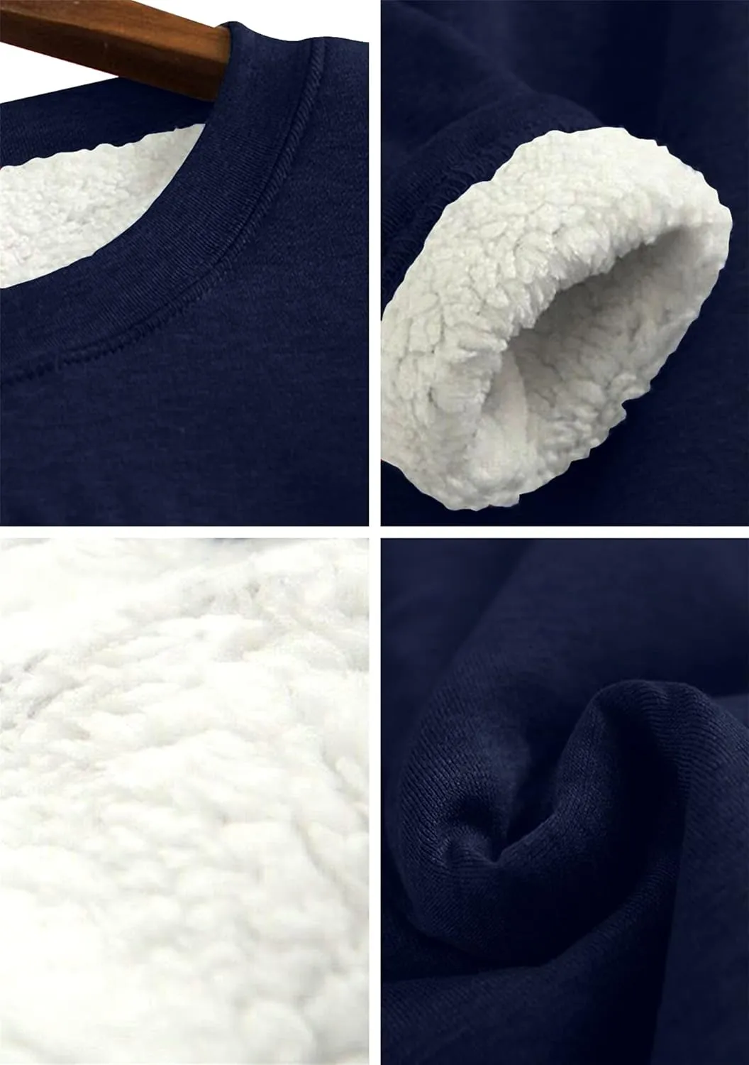 EFOFEI Womens Winter Soft Sherpa Fleece Lined Pullover Crewneck Solid Color Sweatshirt