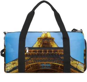 Eiffel Tower Sports Tote Gym Bag for Women Men, Overnight Bag with Shoe Compartment Water Resistant