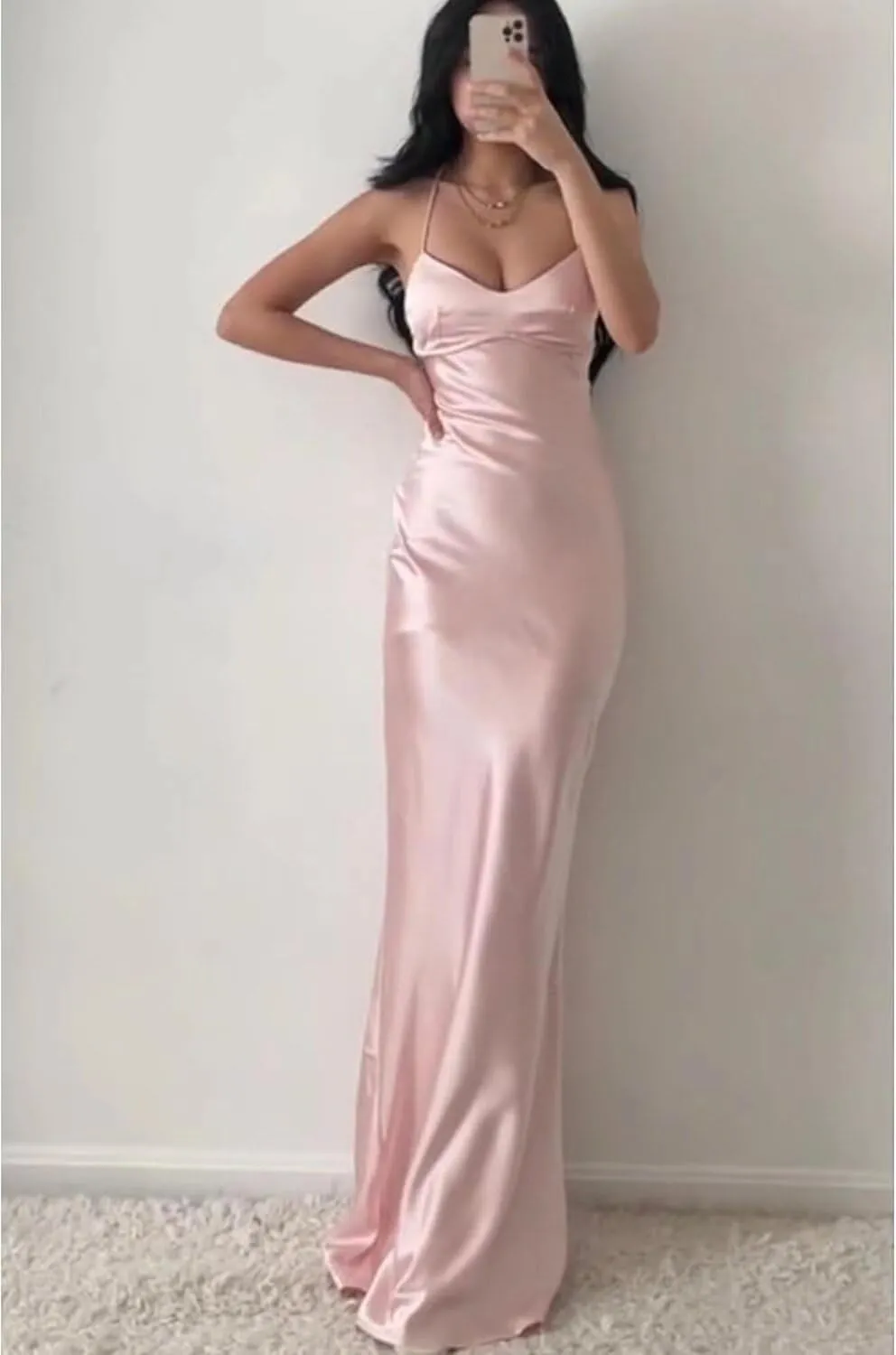Eightale Satin Mermaid Bridesmaid Dress Bodycon Tight Backless Formal Evening Party Gowns