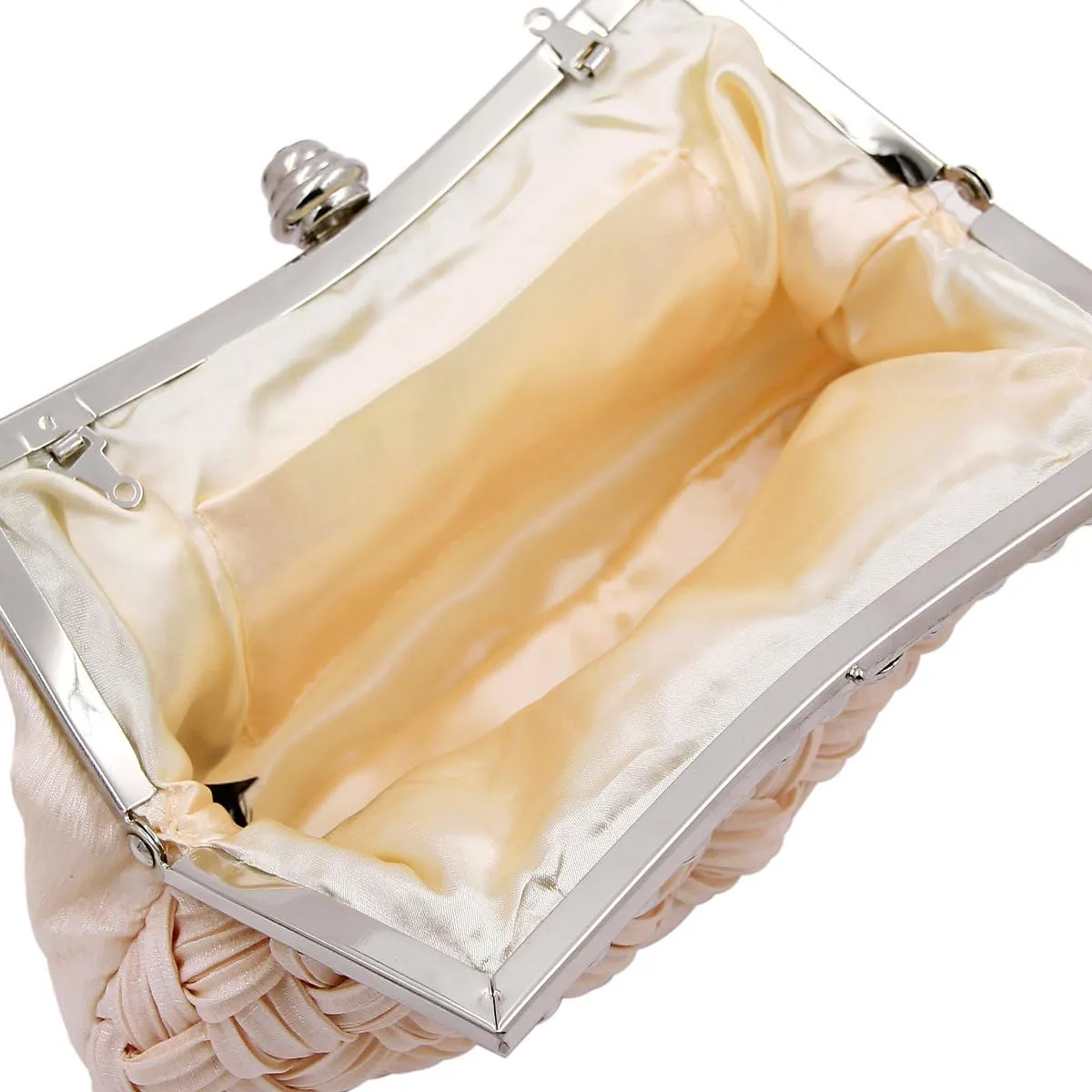 Elegant Braided Pleated Glitter Rhinestone Clutch Evening Bag - Diff Colors