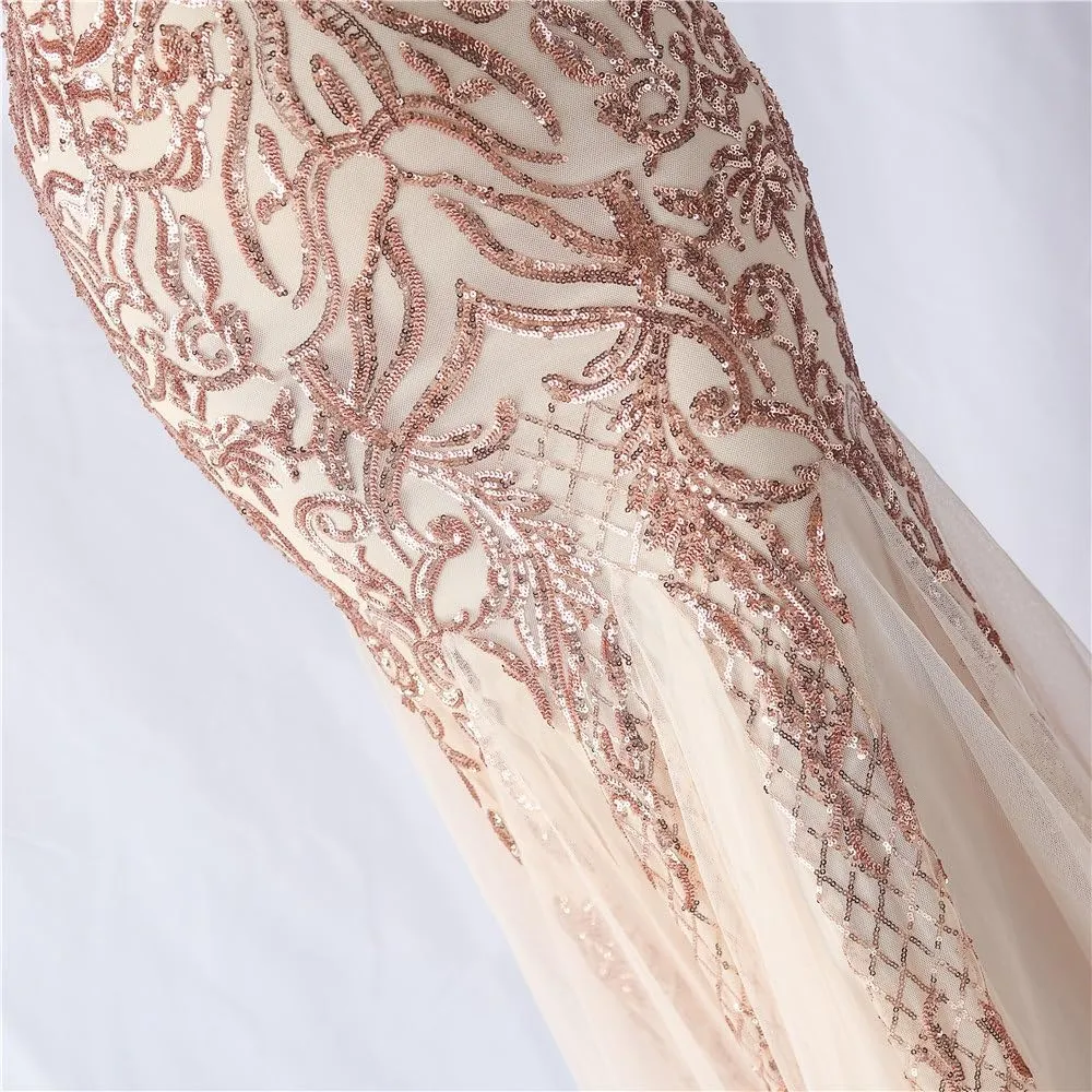 Elegant Pink Tulle Fishtail Skirt Spaghetti Strap V Neck Slim Evening Gowns Women's Sexy Off Shoulder Dresses