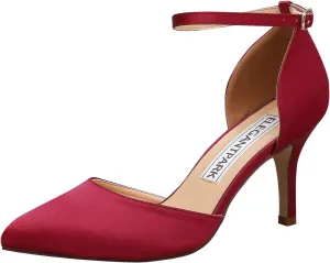 ELEGANTPARK Heels for Women Pointed Toe High Heel Pumps Satin Ankle Strap Wedding Bridal Evening Party Dress Shoes