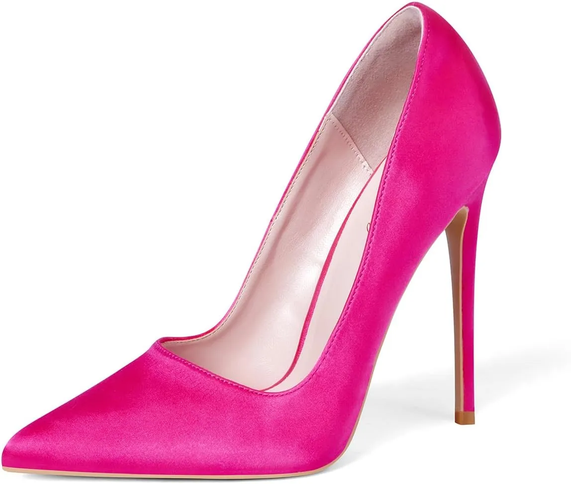 Elisabet Tang High Heels Womens Pointed Toe Heels Satin Pumps Stiletto Bridal Party Dress Evening Wedding Shoes for Woman