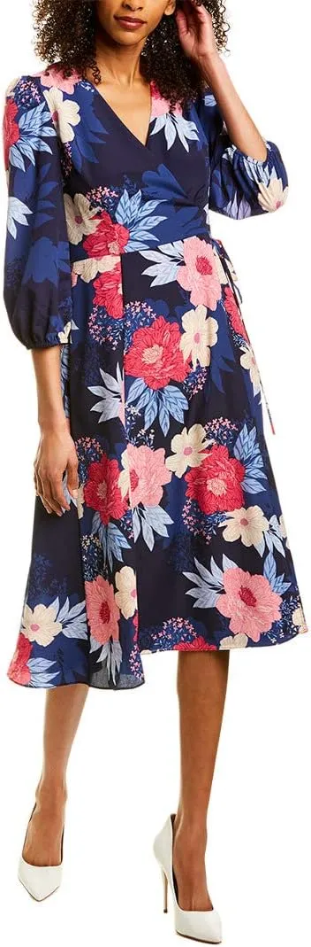 Eliza J Women's Printed Midi Wrap Dress