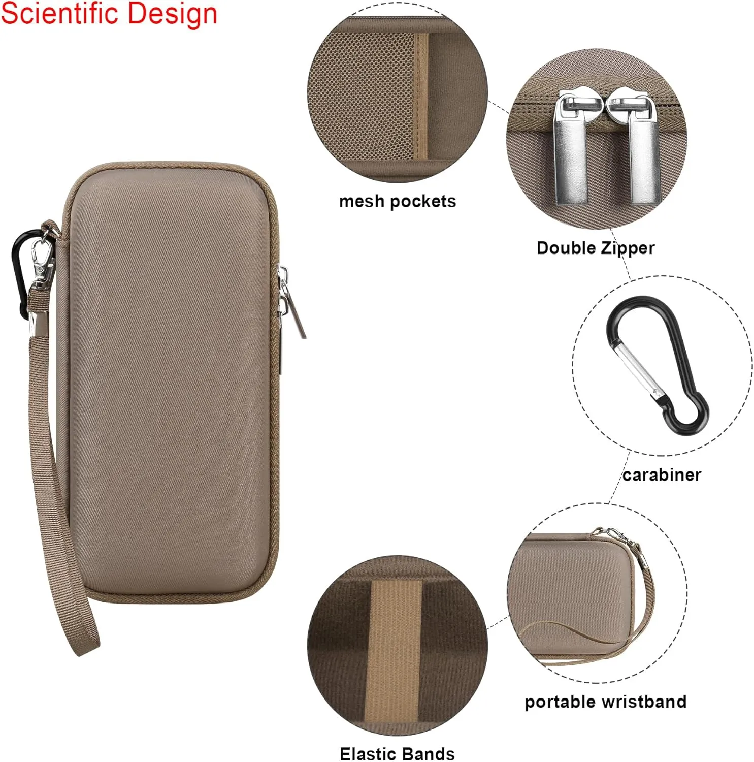 Elonbo Hard Carrying Case for Garmin Xero C1 Pro Chronograph, Garmin Xero C1 Pro Ballistic Precision Chronograph Cover, Range Shooting Chronograph Travel Bag, Pocket Fits Charging, Brown