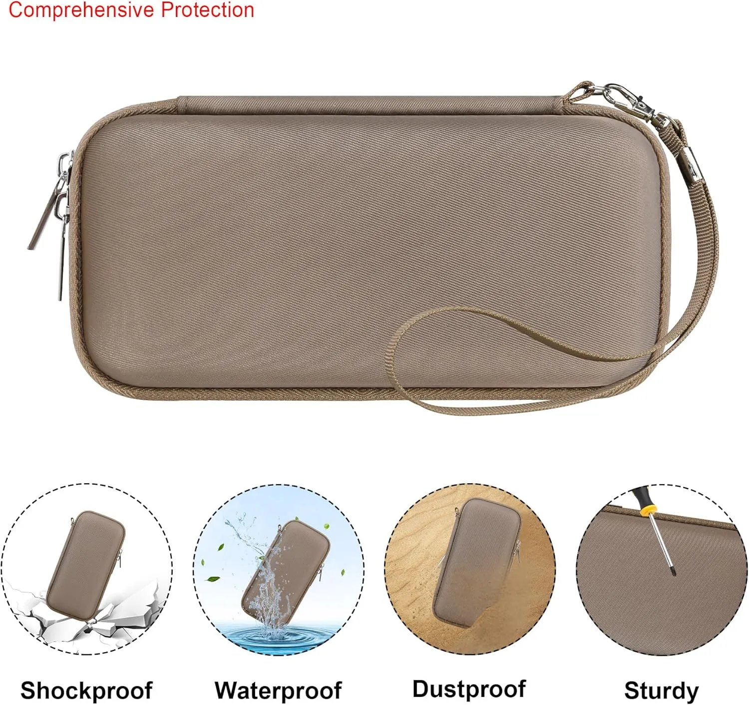 Elonbo Hard Carrying Case for Garmin Xero C1 Pro Chronograph, Garmin Xero C1 Pro Ballistic Precision Chronograph Cover, Range Shooting Chronograph Travel Bag, Pocket Fits Charging, Brown