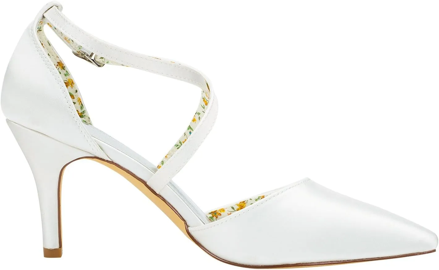 Emily Bridal Pointed Toe Bridal Shoes High Heel Criss-Cross White Pumps Women's Stiletto Solid Color Evening Shoes