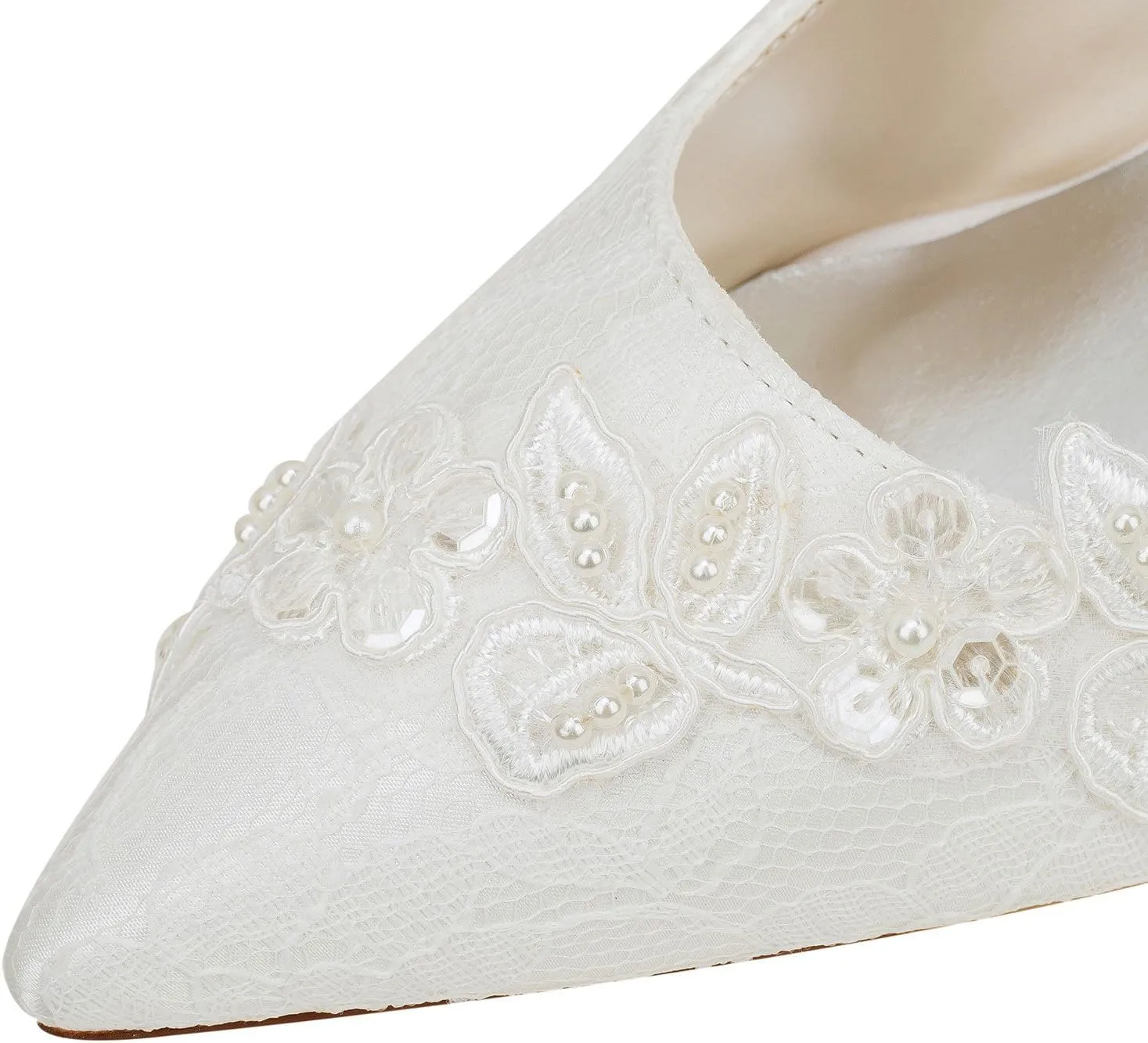 Emily Bridal Wedding Shoes Women's Silk Like Satin Stiletto Heel Pumps with Pearl