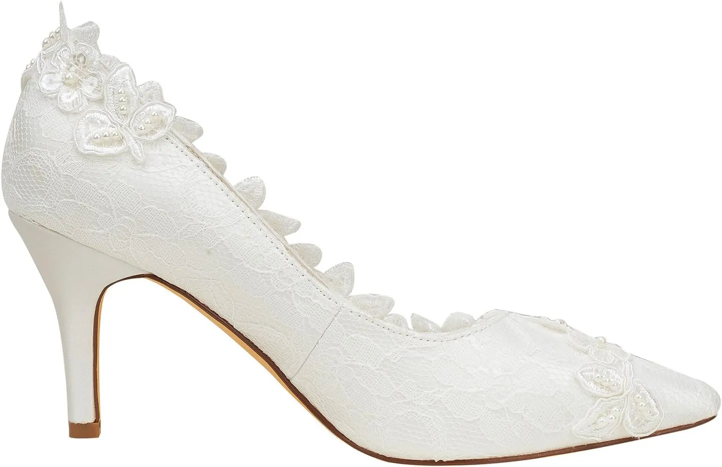 Emily Bridal Wedding Shoes Women's Silk Like Satin Stiletto Heel Pumps with Pearl