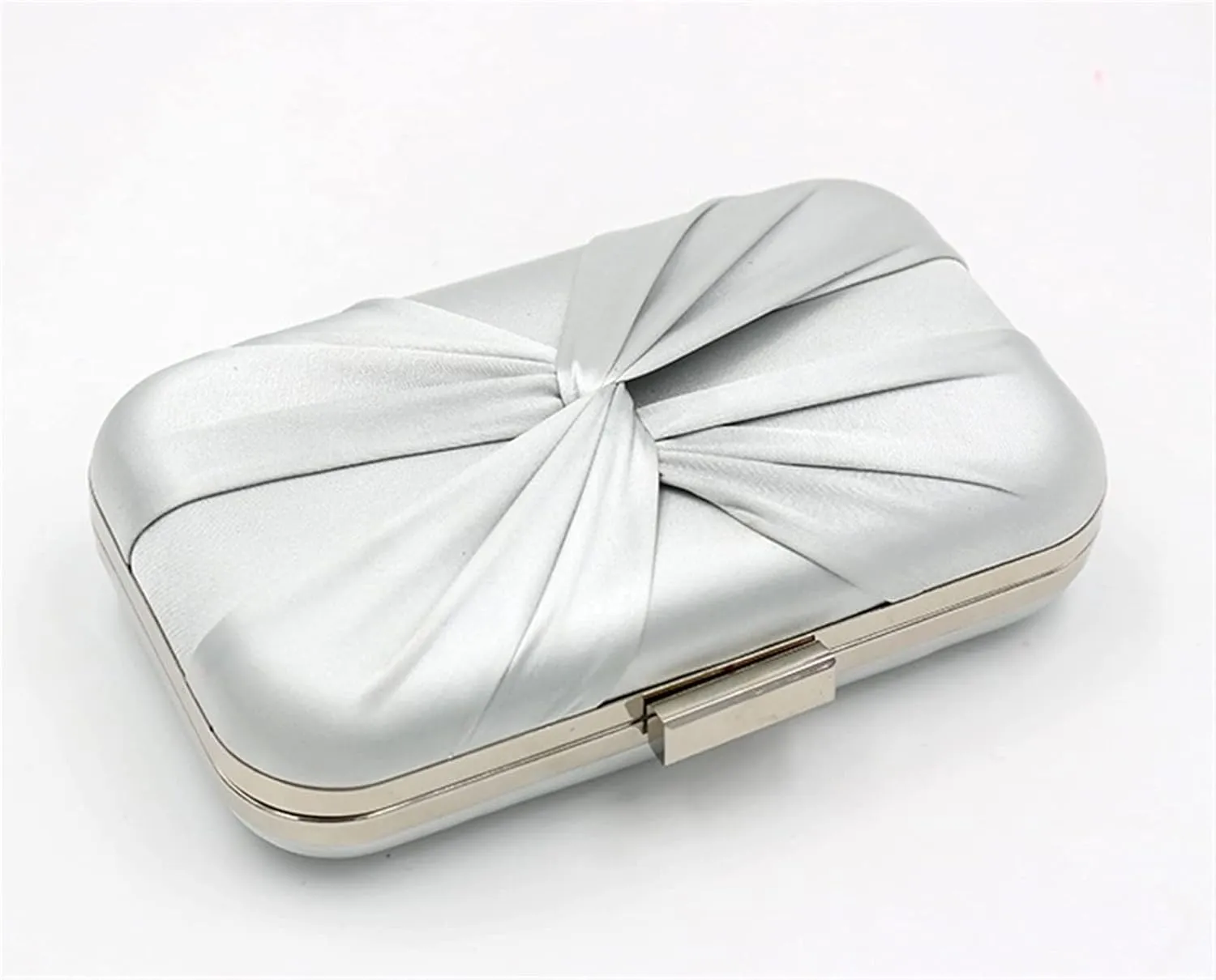 Evening Bag Clutch Purses for Women Pleated Satin Formal Handbag Simple Classy Purse with Detachable Chain
