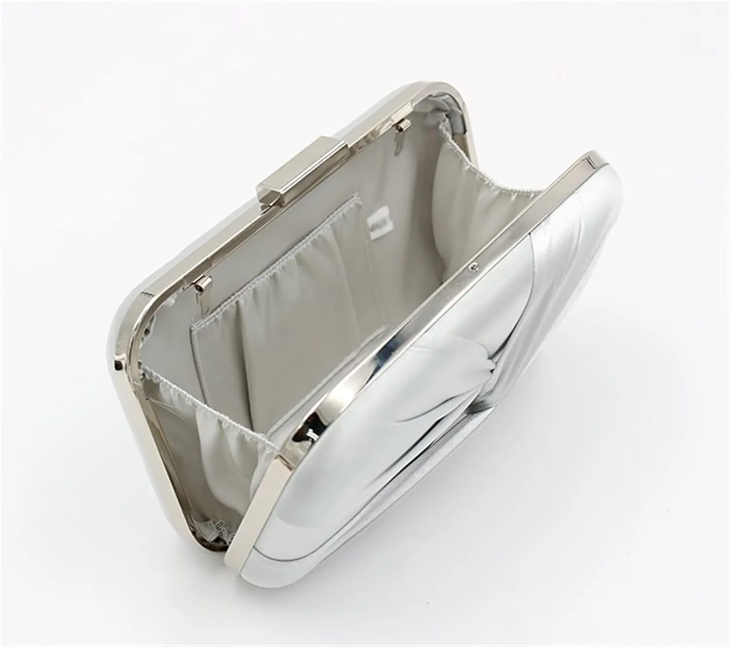 Evening Bag Clutch Purses for Women Pleated Satin Formal Handbag Simple Classy Purse with Detachable Chain