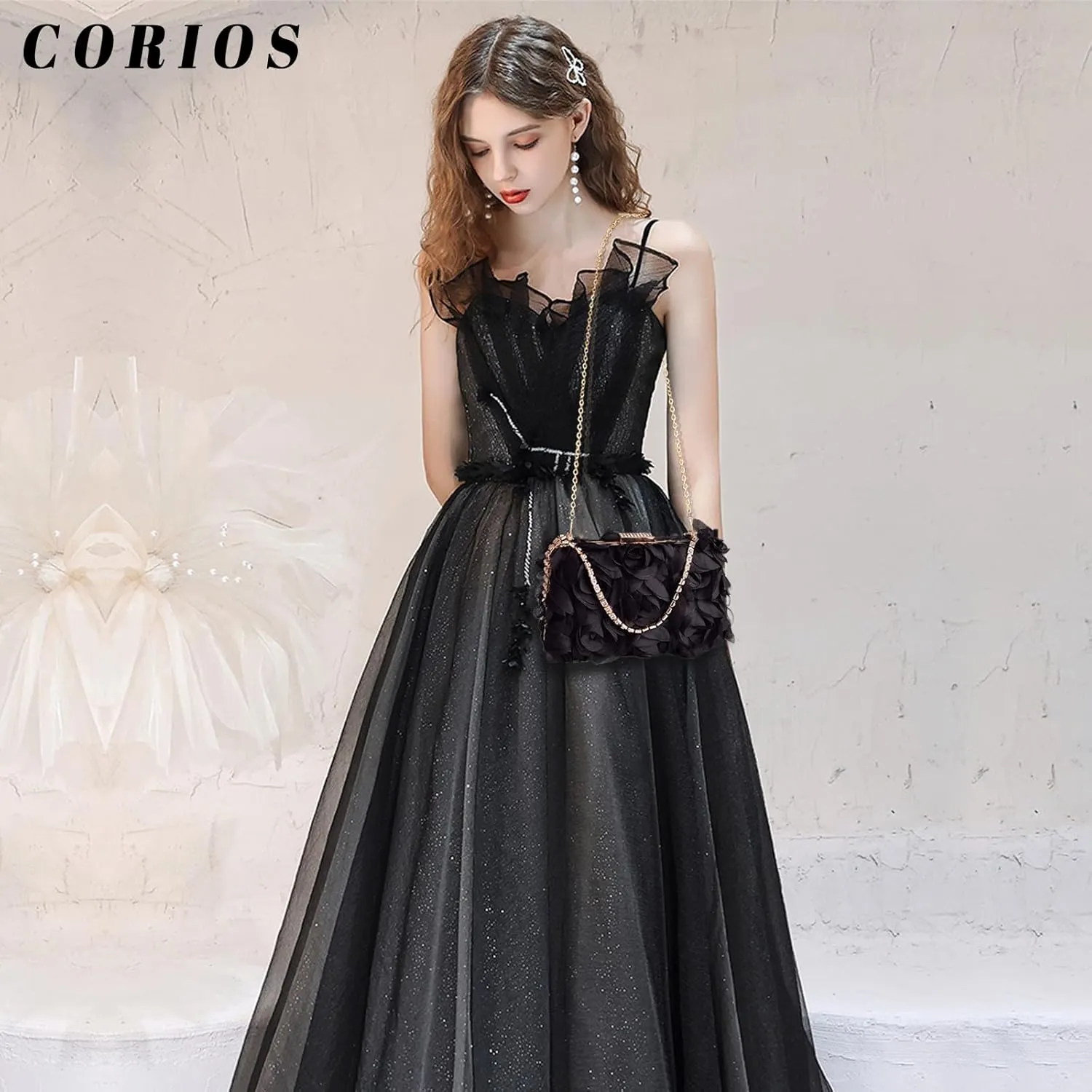 Evening Bag for Women Rose Shaped Clutch Bag Polyester Handbag Small Shoulder Bag Bridal Wedding Purse