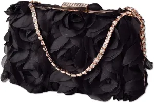 Evening Bag for Women Rose Shaped Clutch Bag Polyester Handbag Small Shoulder Bag Bridal Wedding Purse