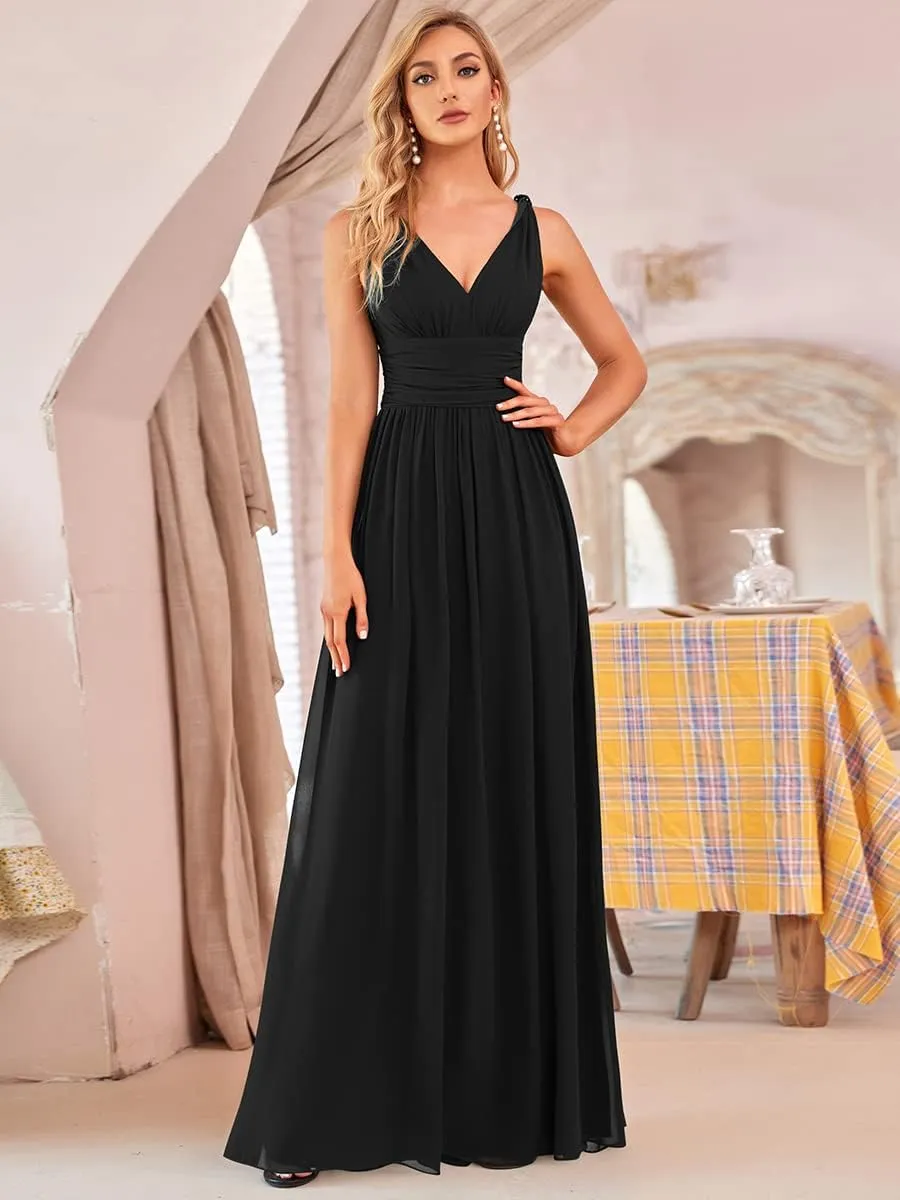 Ever-Pretty Womens Bridesmaid Dress V-Neck Sleeveless A Line Chiffon Floor Length Formal Dress 09016
