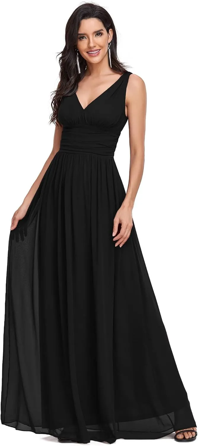 Ever-Pretty Womens Bridesmaid Dress V-Neck Sleeveless A Line Chiffon Floor Length Formal Dress 09016