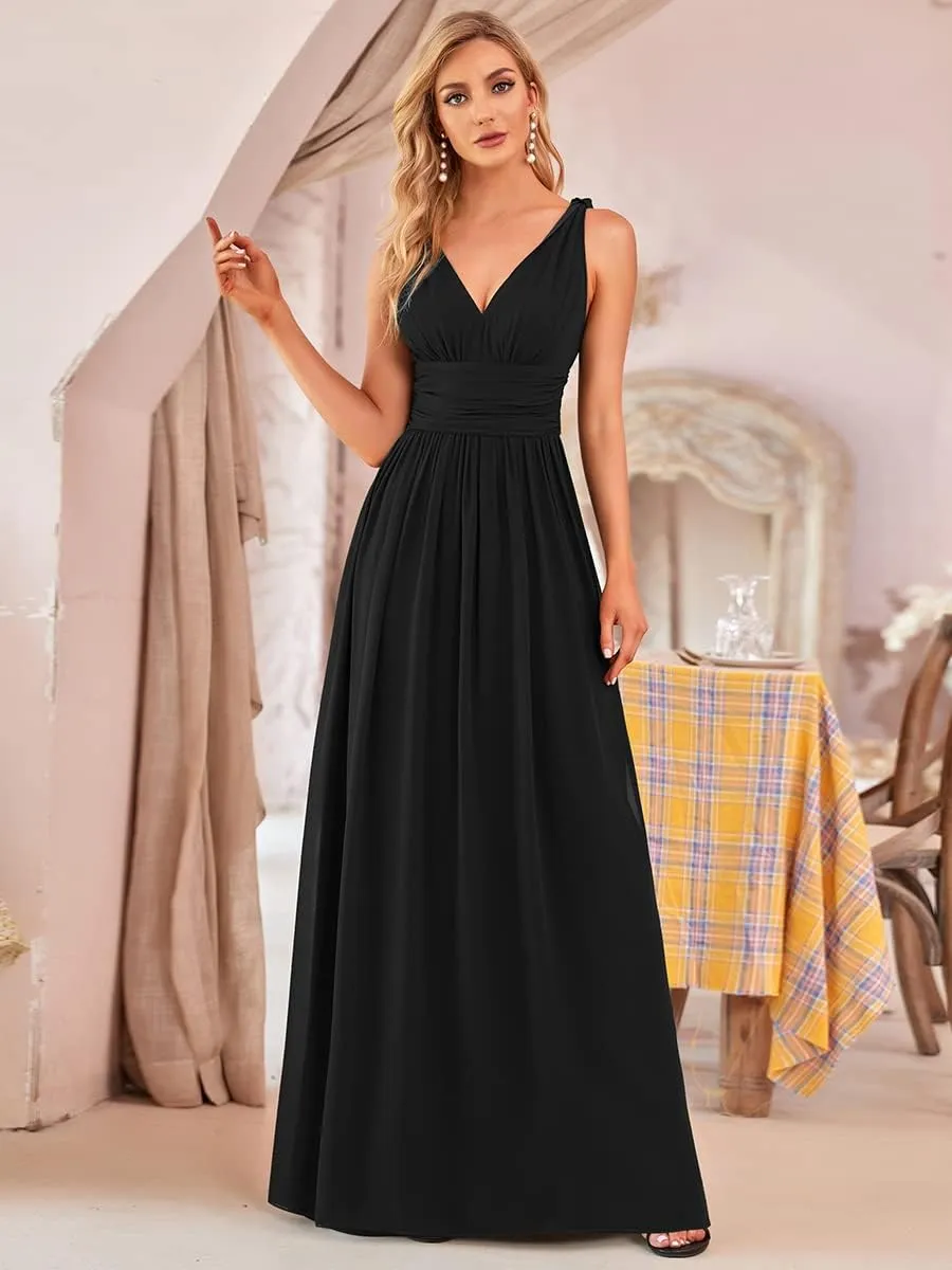 Ever-Pretty Womens Bridesmaid Dress V-Neck Sleeveless A Line Chiffon Floor Length Formal Dress 09016