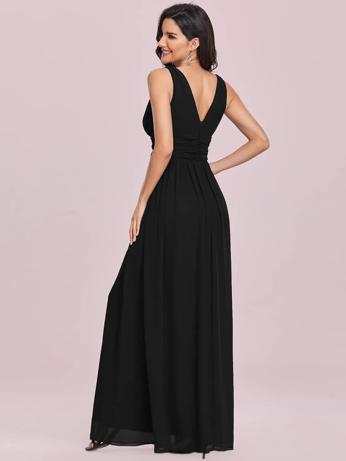 Ever-Pretty Womens Bridesmaid Dress V-Neck Sleeveless A Line Chiffon Floor Length Formal Dress 09016