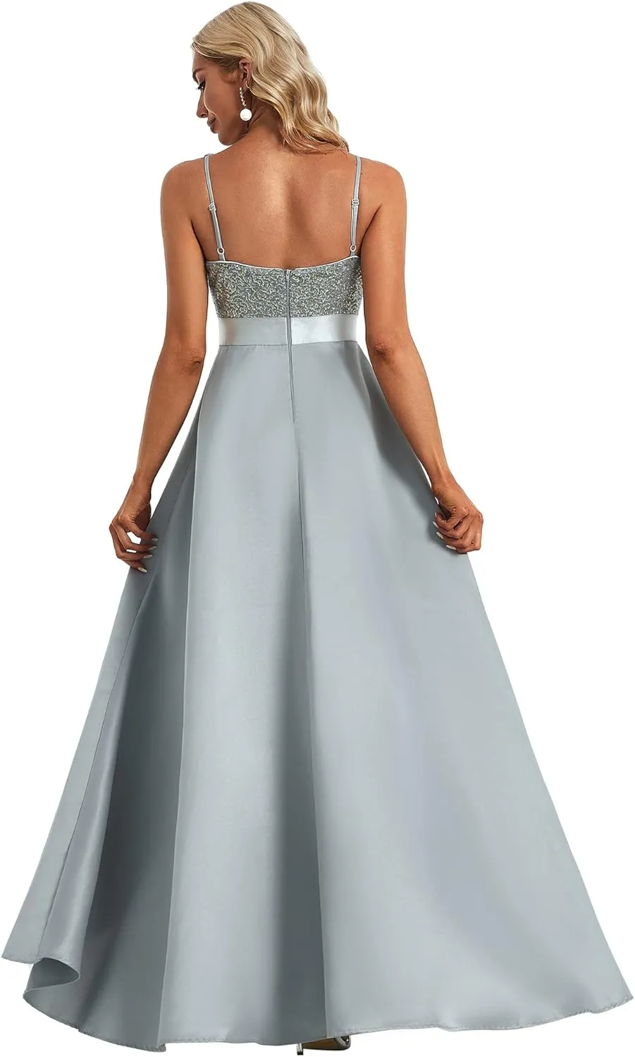 Ever-Pretty Women's Bridesmaid Dresses Summer Glitter V-Neck A-line High-Low Wedding Guest Dresses 00667