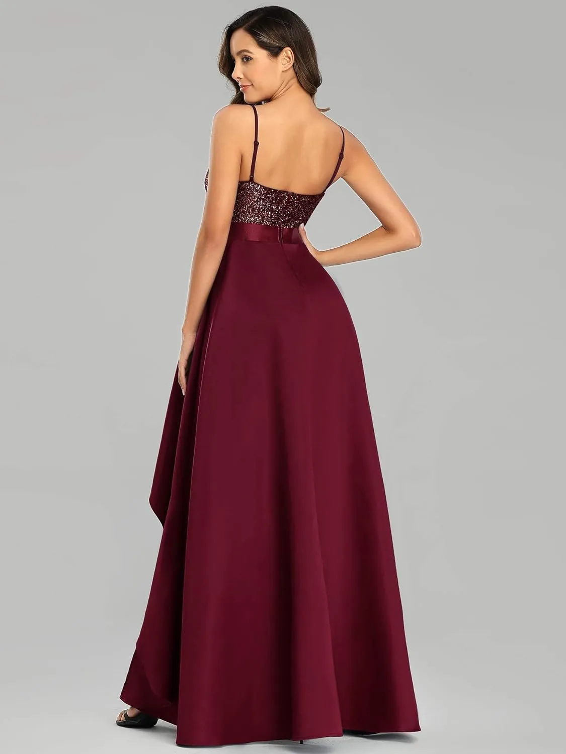 Ever-Pretty Women's Bridesmaid Dresses Summer Glitter V-Neck A-line High-Low Wedding Guest Dresses 00667