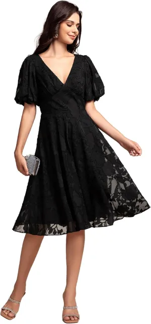 Ever-Pretty Women's Lace V Neck Ruffles Sleeves Pleated Empire Waist A-Line Maxi Formal Dresses 02245