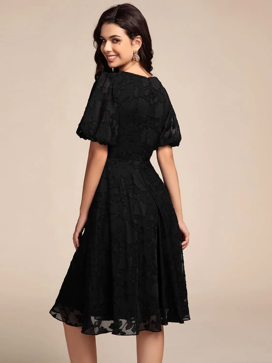 Ever-Pretty Women's Lace V Neck Ruffles Sleeves Pleated Empire Waist A-Line Maxi Formal Dresses 02245