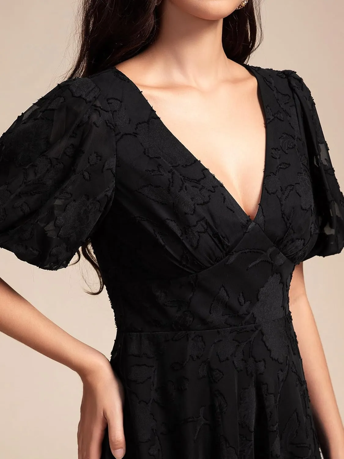 Ever-Pretty Women's Lace V Neck Ruffles Sleeves Pleated Empire Waist A-Line Maxi Formal Dresses 02245