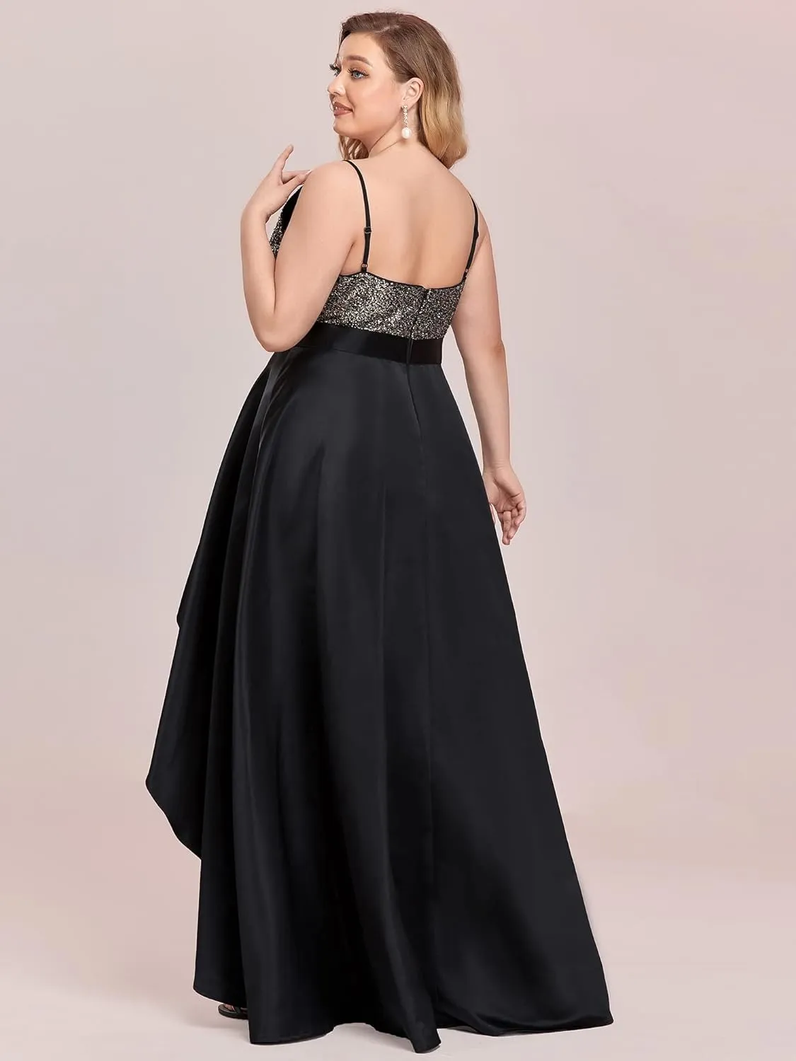 Ever-Pretty Women's Plus Size Sequin V-Neck High-Low A-line Evening Dress Prom Gowns 0667-PZUSA