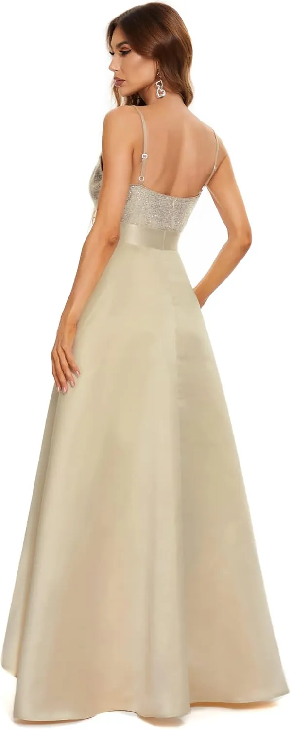 Ever-Pretty Women's Summer Glitter V-Neck A-line High-Low Semi Formal Cocktail Party Dresses 00667