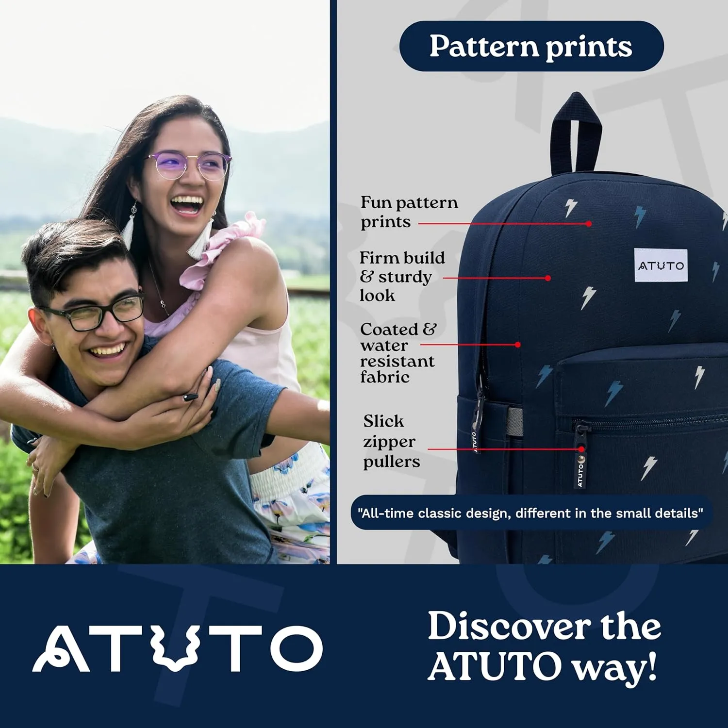 Everyday Backpack, Basic Backpack for Women and Men, Casual Backpack with 20L, Classic Backpack with Durable Fabric (Print Blue)