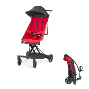 Evolur Roamer Ultra Light Umbrella Stroller in Red, Quick One-Hand Easy Fold, 5-Point Safety Harness, Adjustable Canopy, Lightweight Aluminum Frame