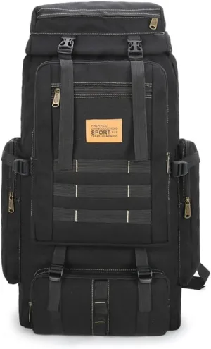 Eysee Backpack, Canvas Trekking Backpack, Camping Hiking Backpack for Men, Khaki, 80L