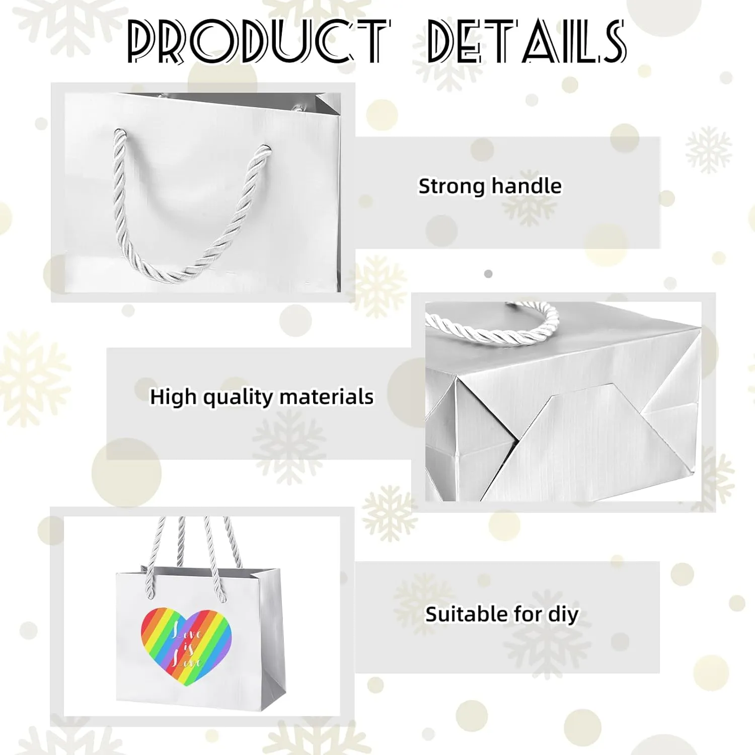 Fainne 24 Pcs Extra Small Gift Bag Mini Gift Bags with Handle for Card Wedding Baby Shower Mother Favor Birthday Party Wrapping Supplies(4 x 5 x 2 Inch,Silver)