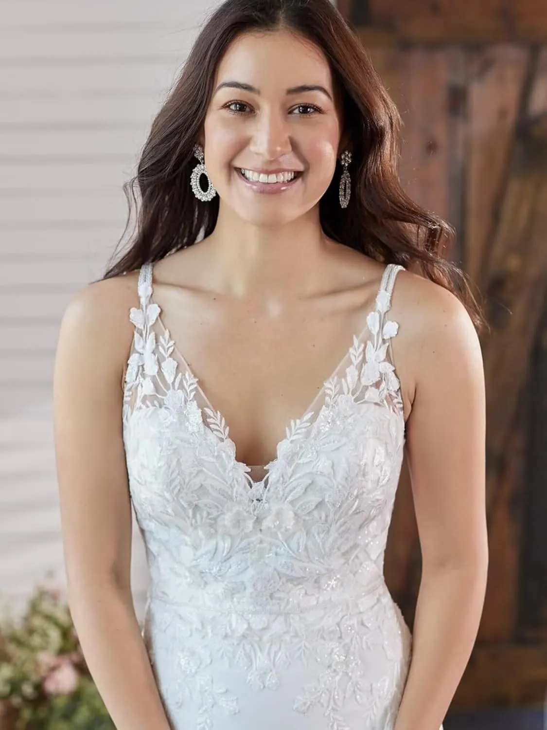 Fair Lady Wedding Dresses for Bride 2025 V Neck Beaded Straps Lace Appliques Bridal Gown for Women