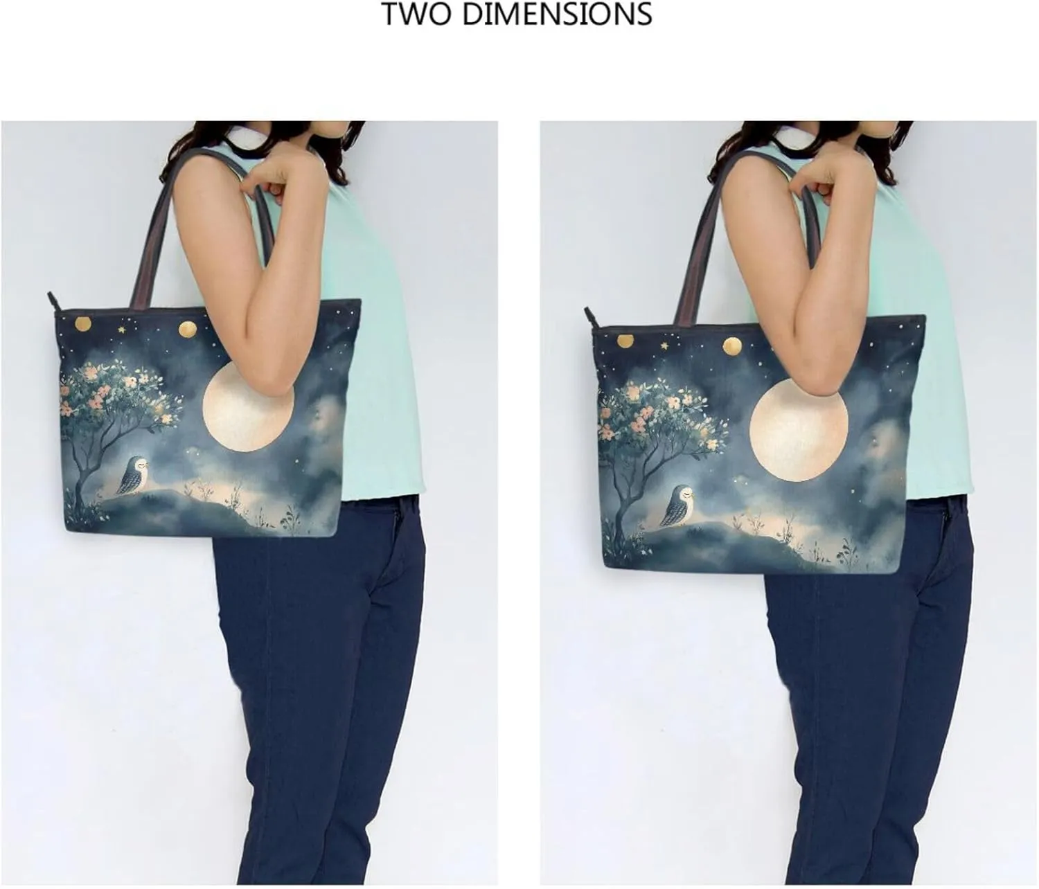 Fairy Tale Owl Women Tote Bag for Everyday & Travel, Handbag Purse Reusable Grocery Bags Large