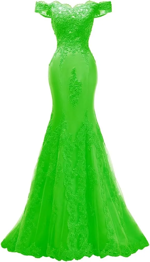 Fanao Off Shoulder Mermaid Evening Prom Dresses Long Appliqued Beadedformal Gown for Women PM39