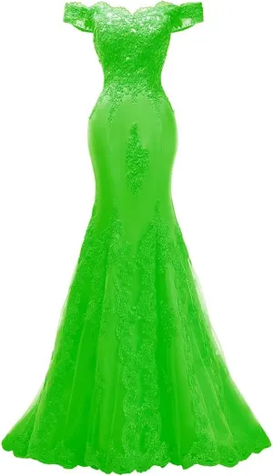 Fanao Off Shoulder Mermaid Evening Prom Dresses Long Appliqued Beadedformal Gown for Women PM39