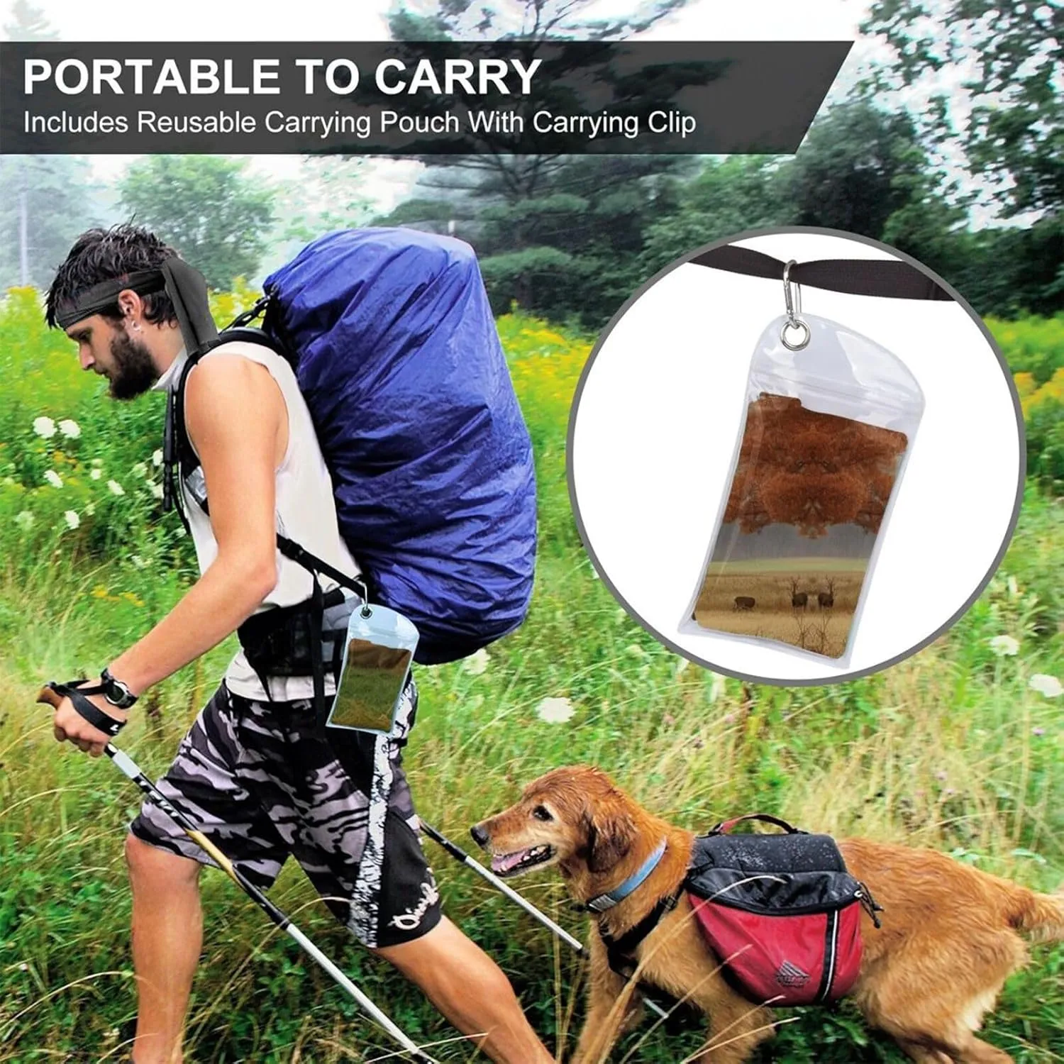 Farm with Deer Premium Compact Microfiber Travel Towel-Featherlight & Quick Dry,Sand-Resistant Beach Towel for Swimming,Camping,Vacation Essentials with Carry Pouch