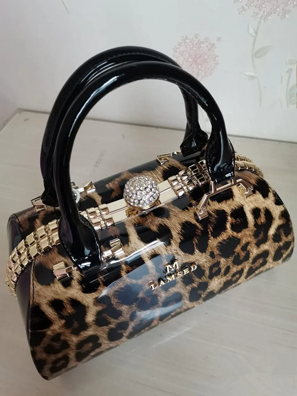 Fashion Leather Women's Top Handle Satchel Crossbody Handbags Crystal Evening Bag Purses Hard Shoulder Bags