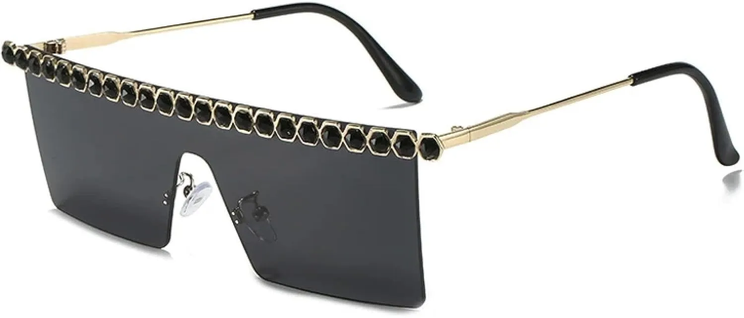 Fashion Luxury Rimless Imitation Diamond Sunglasses for Women Men Vintage Trend Sun Glasses Travel Shades Uv400