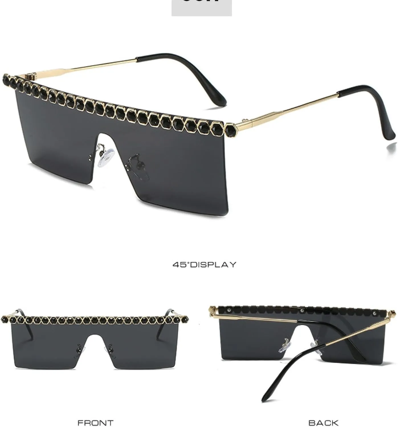 Fashion Luxury Rimless Imitation Diamond Sunglasses for Women Men Vintage Trend Sun Glasses Travel Shades Uv400