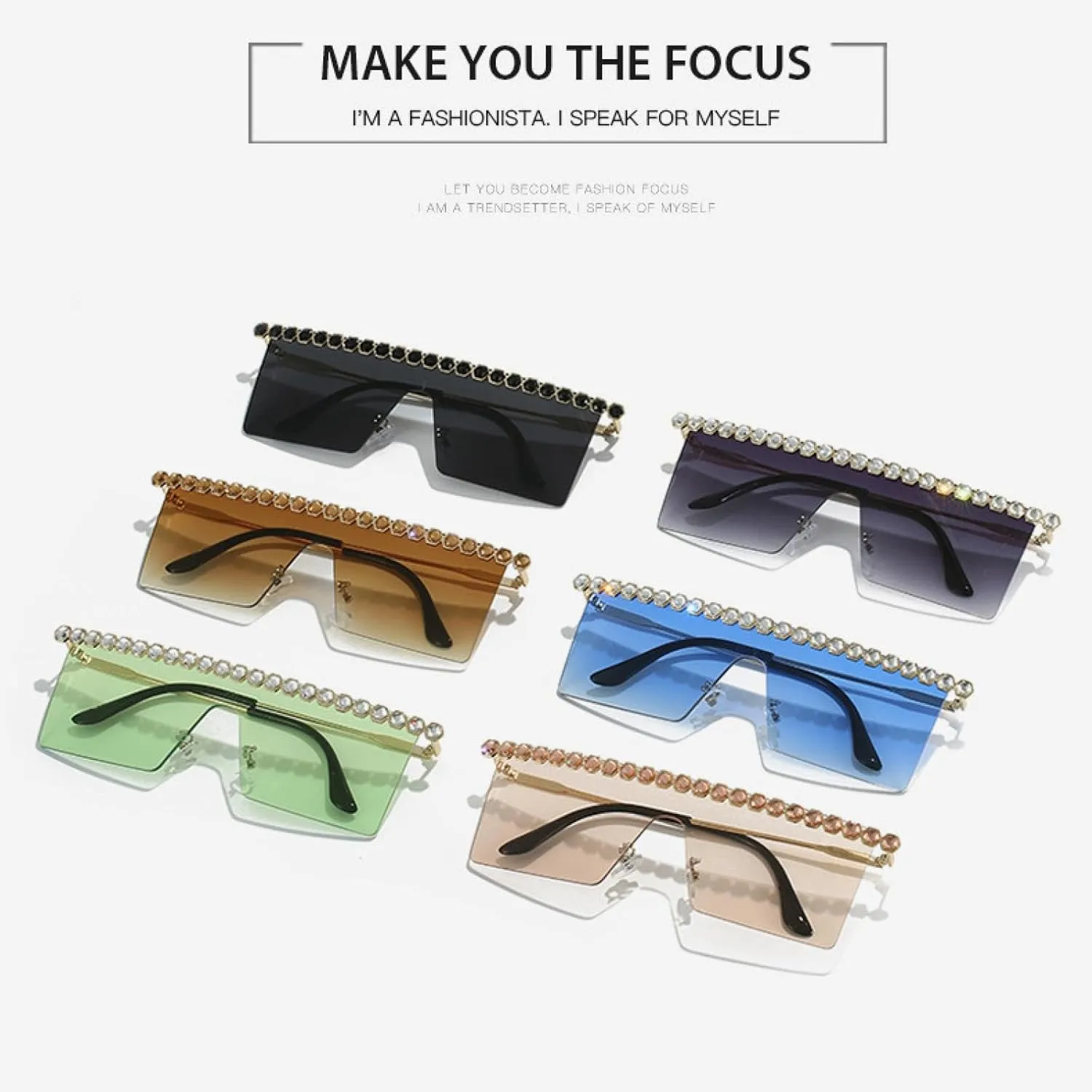 Fashion Luxury Rimless Imitation Diamond Sunglasses for Women Men Vintage Trend Sun Glasses Travel Shades Uv400